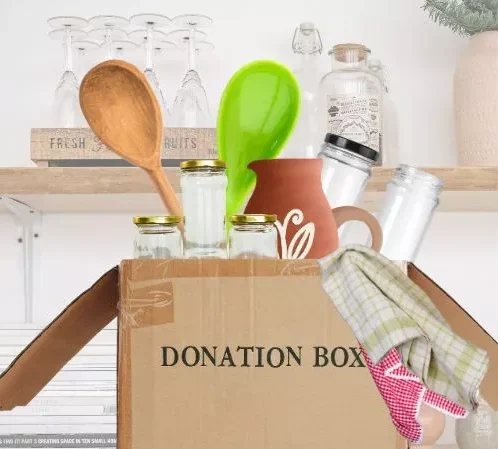 Donating unused items for Kitchen decluttering